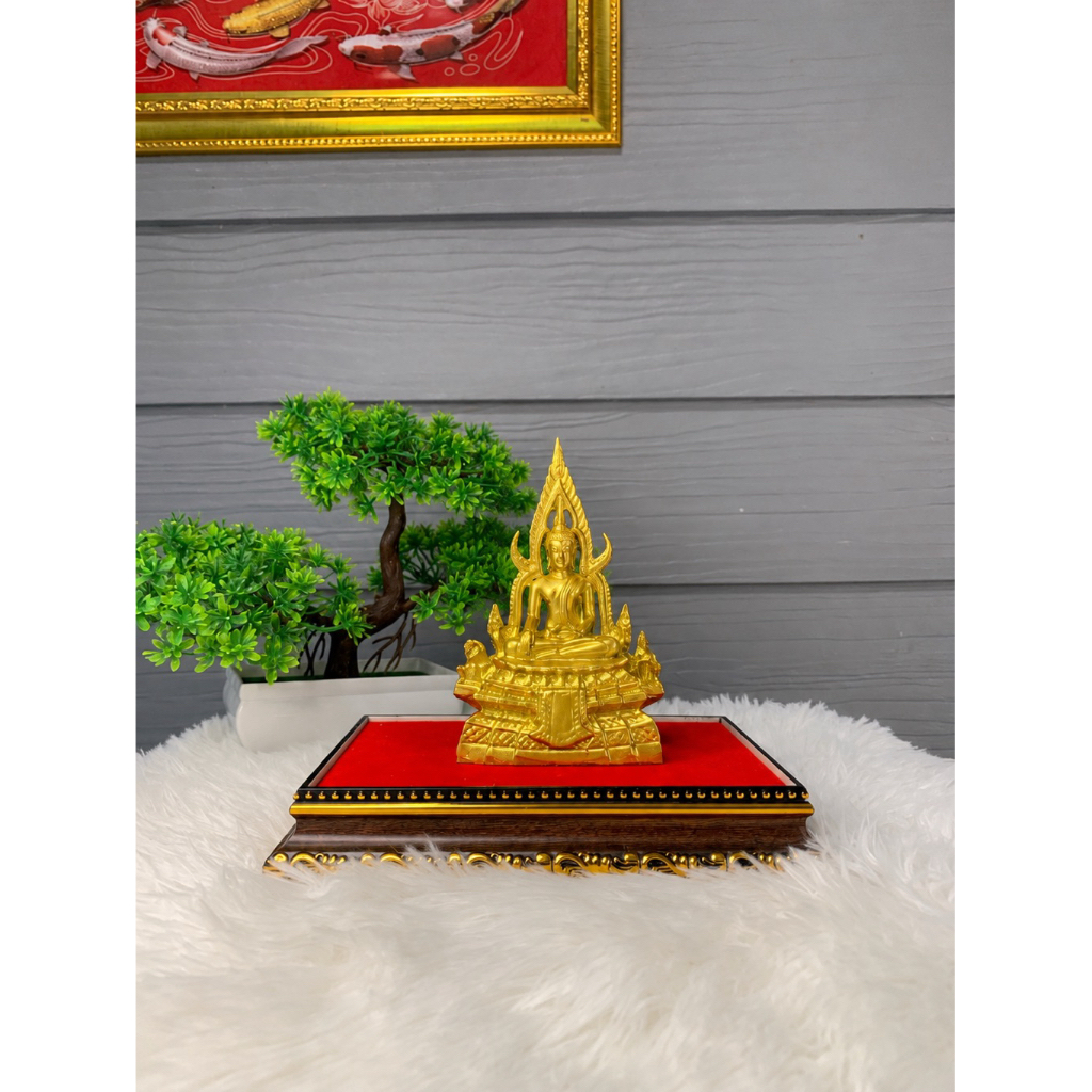 พระพุทธชินชารแร่เหล็กน้ำพี้ สีทอง ขนาดเล็ก หน้าตัก2นิ้ว