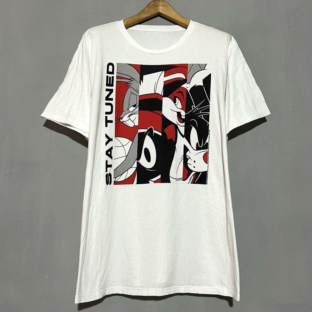 SPACE JAM LOONEY TUNES STAY TUNED OFFICIAL WHITE T-SHIRT( 2XLT )