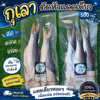 ปลากุเลา(ตัดหัว)แดดเดียว(เกรดส่งออกคัดพิเศษ)ไซส์ 2-3 ตัว น้ำหนัก 500กรัม(สูตรเค็มน้อย)อวนลอยธรรมชาติ สะอาด อร่อย