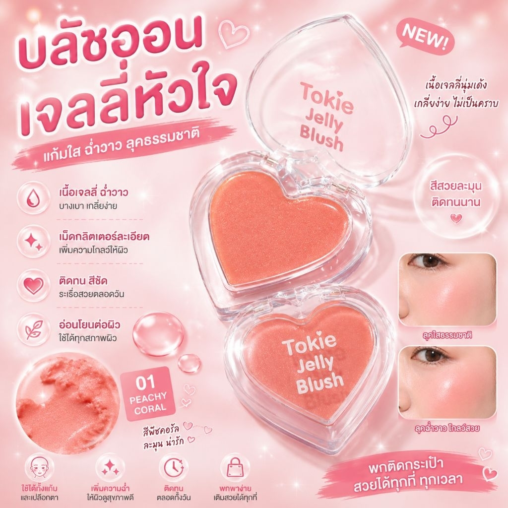 บลัชออนเจลลี่หัวใจ Tokie Jelly Blush