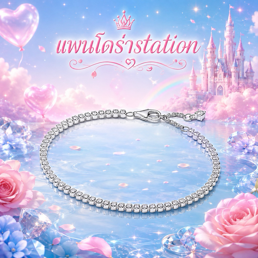 (ของแท้ พร้อมส่ง ) Pandora Sparkling Tennis Bracelet แพนโดร่าสร้อยข้อมือเพชรขาว ปรับระดับได้ ของแท้ มือหนึ่งทุกชิ้น