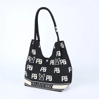 PLAYBOY รุ่น MILDIS (ไมล์-ดิส) Monogram Knit Hobo Tote กระเป๋าไหมพรม รหัสST-BS263PB162 ดีไซน์ผ้าทอไหมพรม มี 2 สี