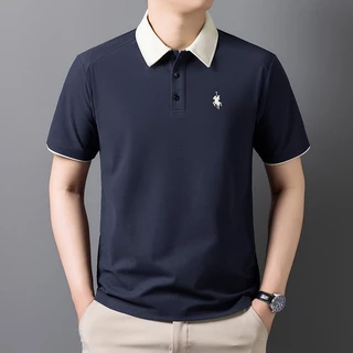 kcloset - เสื้อโปโลผู้ชายคุณภาพดี ผ้าฝ้าย 280 กรัม สั้นแขน คอปก เนื้อผ้าหนา มีลายปักโลโก้