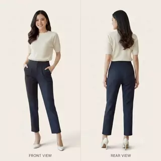 กางเกงขายาวผู้หญิง 7 ส่วนหน้าเรียบ (ผ้าฮานาโกะ) ใส่ทำงาน (S-5XL)