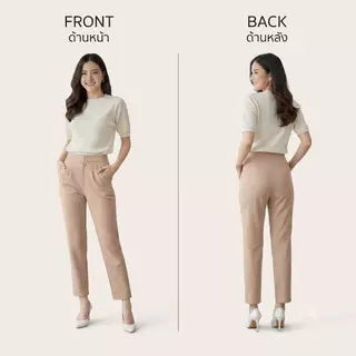 กางเกงขายาวผู้หญิง 7 ส่วนหน้าเรียบ (ผ้าฮานาโกะ) ใส่ทำงาน (S-5XL)