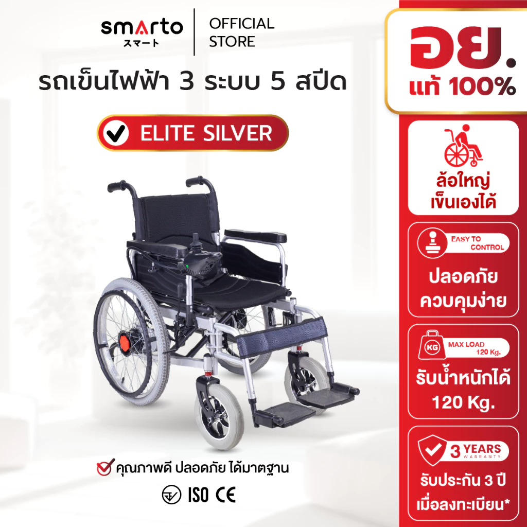 [รับประกัน 3ปี] FOREVER รุ่น Elite Silver รถวีลแชร์ไฟฟ้า 3 ระบบ รถเข็นไฟฟ้า เบรกไฟฟ้า วีลแชร์คนแก่