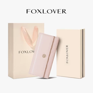 FOXLOVER กระเป๋าสตางค์ยาวผู้หญิง มีช่องใส่บัตร 9 ช่อง สามารถเก็บเหรียญและบัตรเครดิตได้ แถมกล่องของขวัญ
