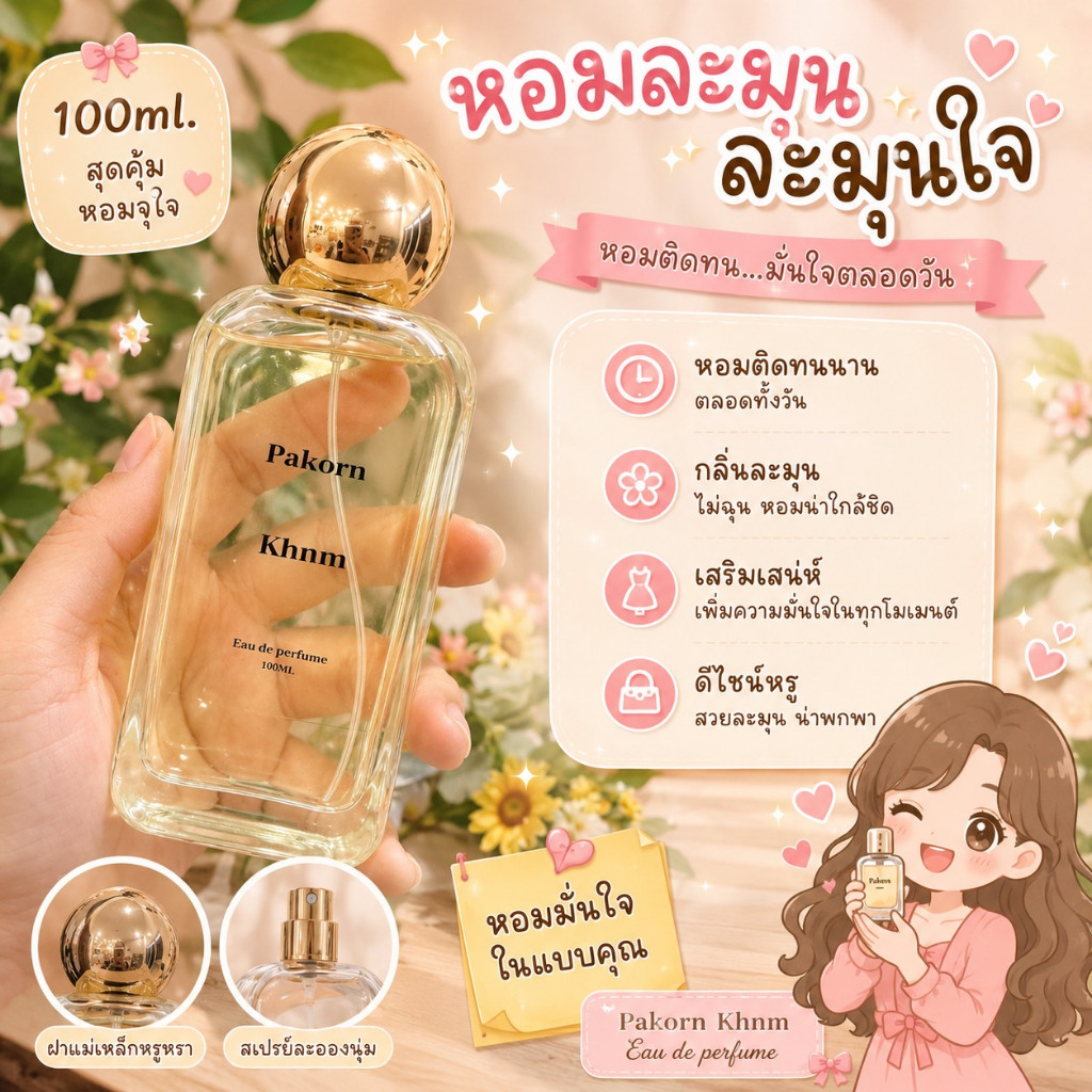 น้ำหอมติดทนนาน12-15ชั่วโมง ขนาด100มล.