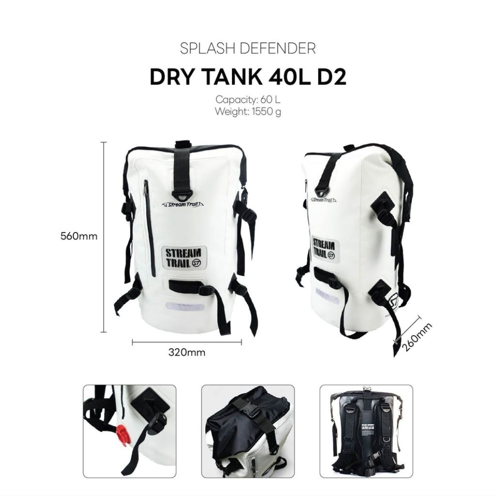 Stream Trail حقيبة ظهر جافة مقاومة للماء Dry Tank 40L D2 — صورة 3