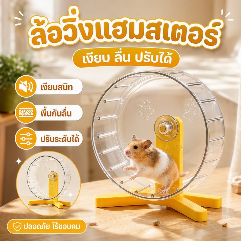 ล้อวิ่งหนูแฮมสเตอร์ เงียบ วัสดุพลาสติก แข็งแรง ปลอดภัย ถอดล้างง่าย กันลื่น สำหรับกรงสัตว์เลี้ยง