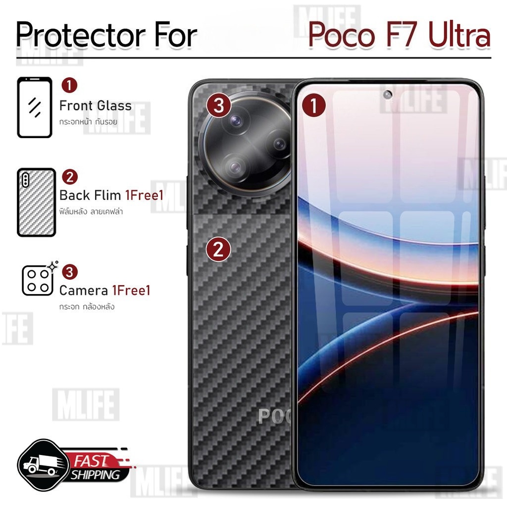 MLIFE - ฟิล์มกระจก เต็มจอ สำหรับ Poco F7 Ultra ฟิล์มกันรอย กระจกนิรภัย กันกระแทก - Premium 9D Curved