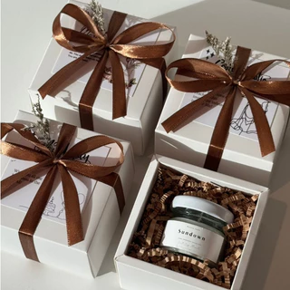 G23 Gift box ของขวัญเทียนหอม 30 ml กล่องขาว โบว์น้ำตาล ไม่รวมถุงกระดาษ ของชำร่วยงานแต่ง