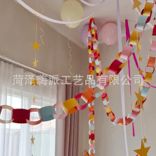 ร้านไทย ส่งด่วน DIY โซ่ห่วงกระดาษและริบบิ้นผ้าหลากสีสันสำหรับตกแต่งงานปาร์ตี้ งานครบรอบ งานเทศกาล พวงมาลัยประดับ100ชิ้น