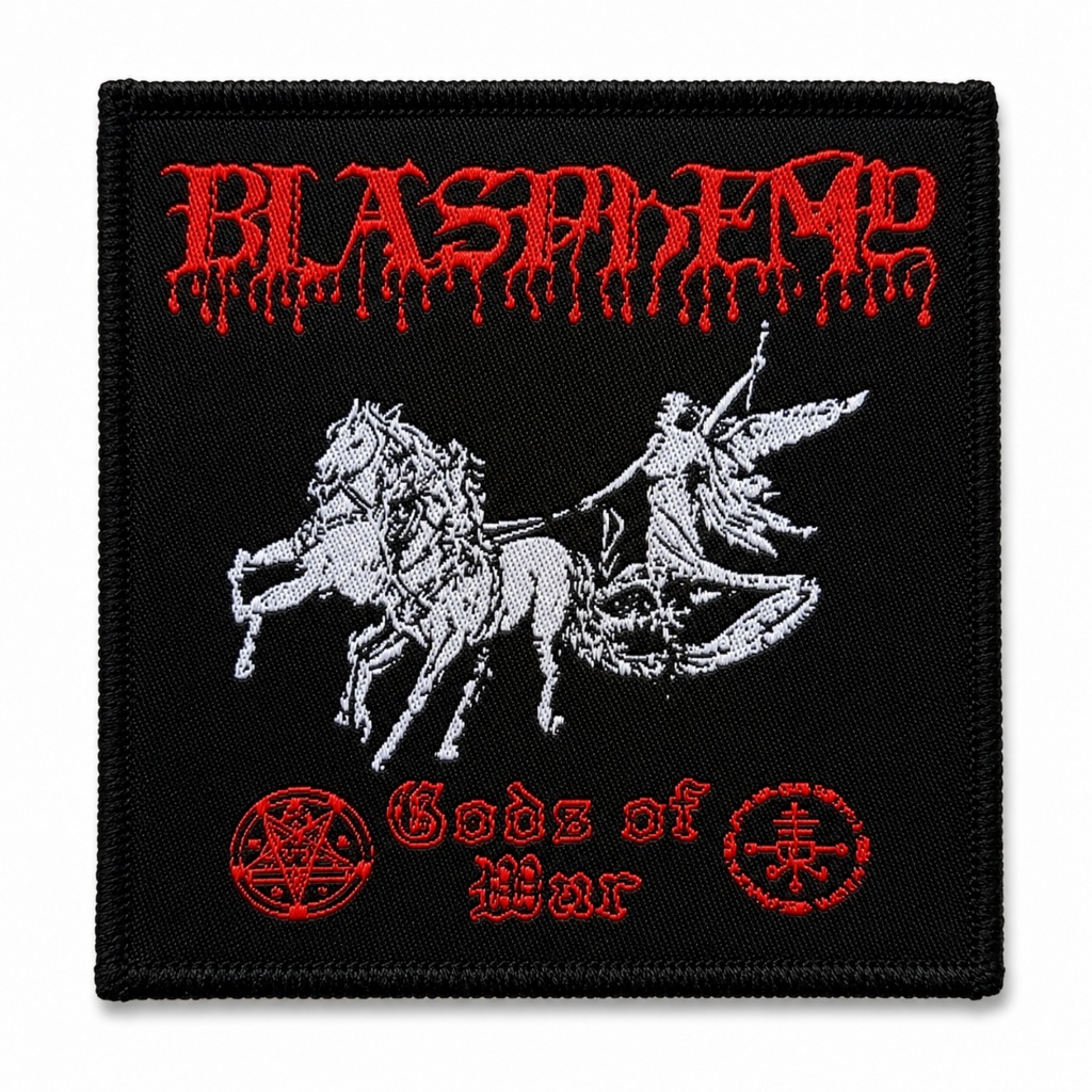 อาร์มปักลาย Blasphemy – เครื่องประดับสำหรับเสื้อแจ็กเก็ตและเสื้อกั๊ก (แบบทอ) – แฟชั่นแนวเพลง – วงดนตรี Black Metal
