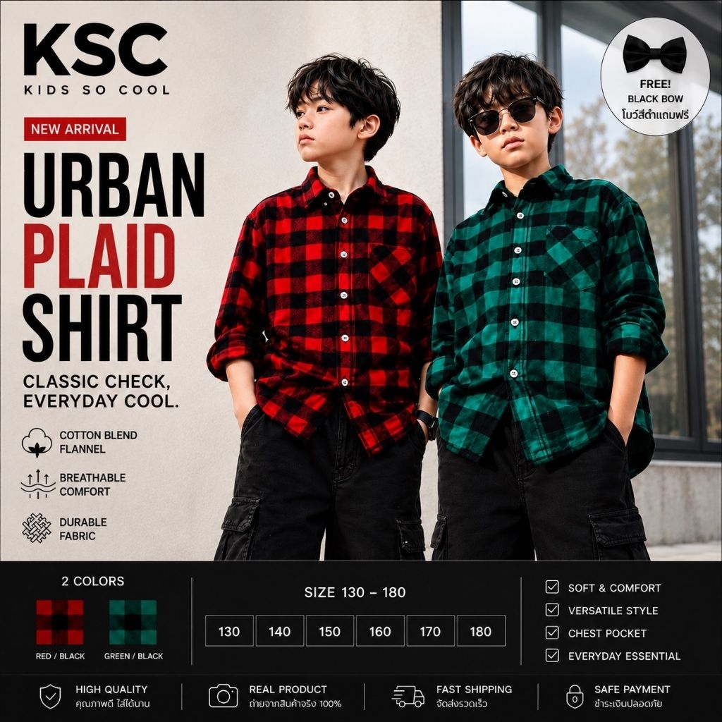 KSC URBAN PLAID SHIRT — UPDATED FITClassic Check, New Fit. เท่กว่าเดิม ใส่ได้ตั้งแต่วันธรรมดา…ไปจนถึงวันพิเศษ