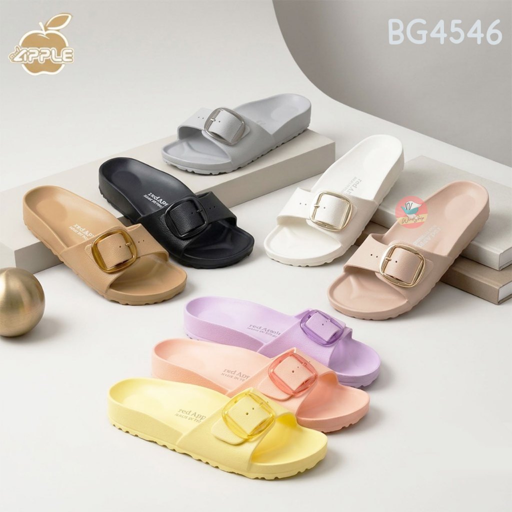 Red Apple BG4546 รองเท้าแตะผู้หญิง หัวเข็มขัด สีโปร่งใส สองส