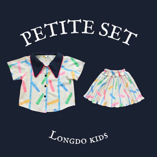 Longdopaws : Petite set ลายใหม่ ชุดเซ็ทเด็กผู้หญิง เสื้อ+กระโปรงอัดพลีท มีซับใน ผ้านิ่มใส่สบาย
