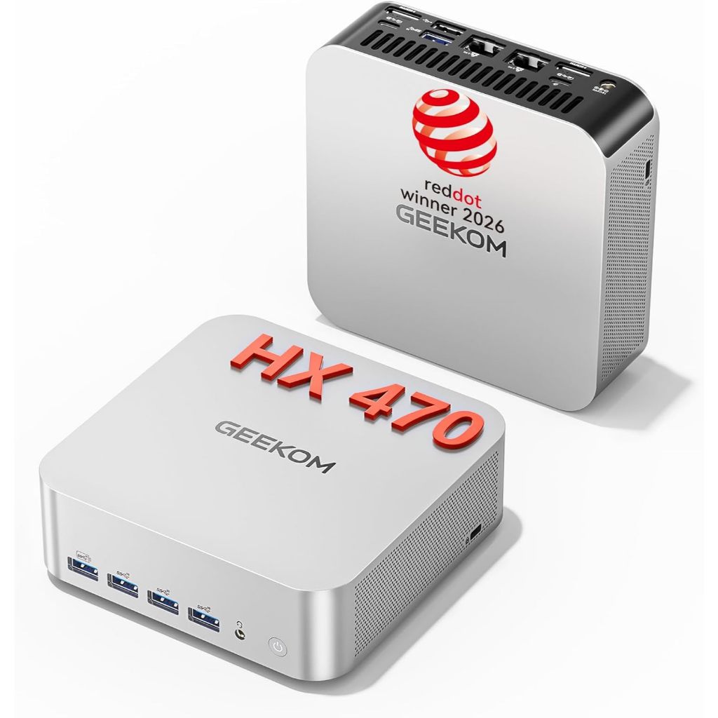 GEEKOM A9 Max Top AI Mini PC,AMD Ryzen AI 9 HX470(86 Tops)DDR5 | 32GB RAM 1TB SSD|WiFi7|BT5.4|USB4|H