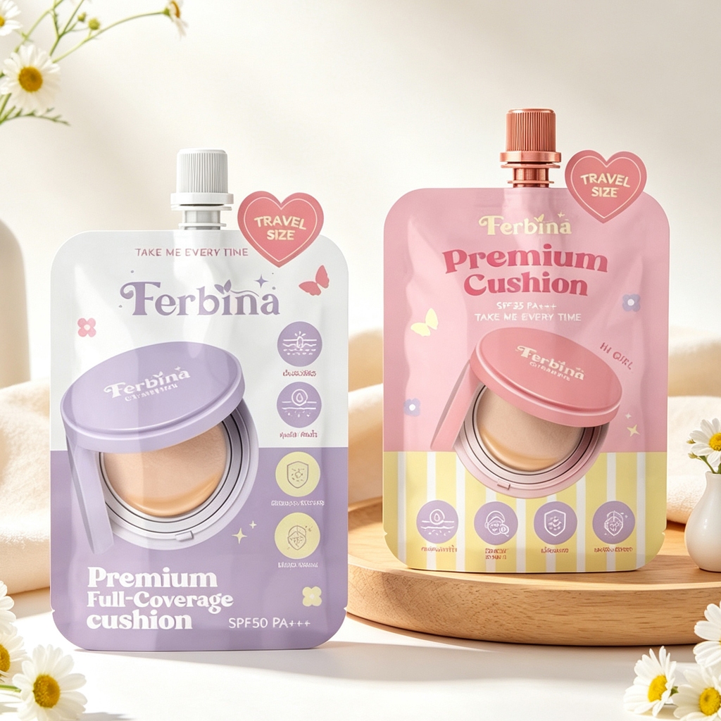 Ferbina cushion คุชชั่นเฟอบีน่า แบบซอง 5 กรัม ( มี 2 สูตร ) เลือกสีได้