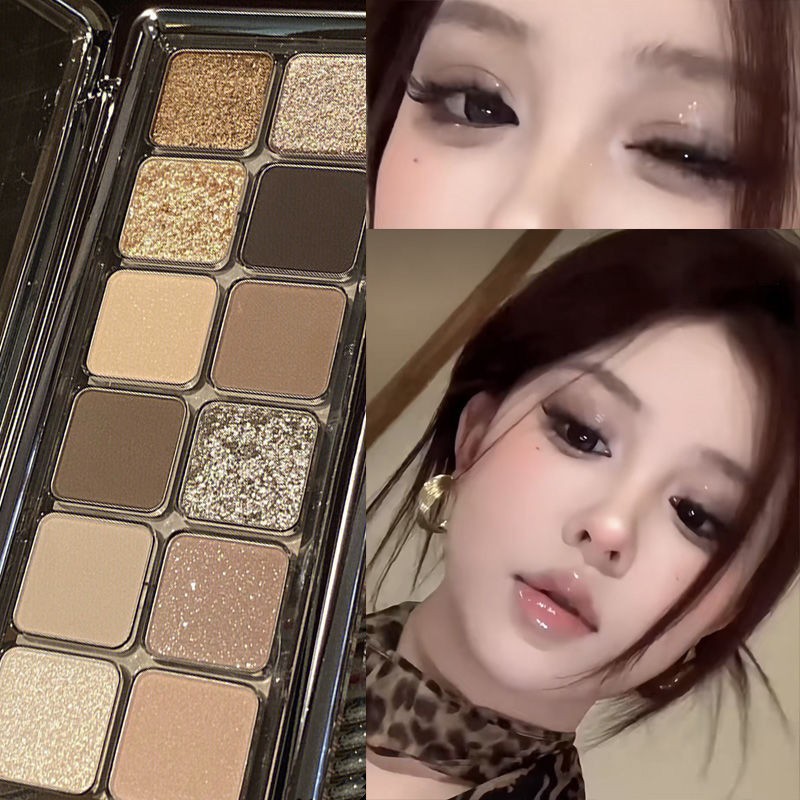 โทนสีเอิร์ธโทน พาเลตต์อายแชโดว์/อายแชโดว์ 12 สี/เนื้อแมตต์และชิมเมอร์/กันน้ำ/ติดทนนานและเม็ดสีแน่น