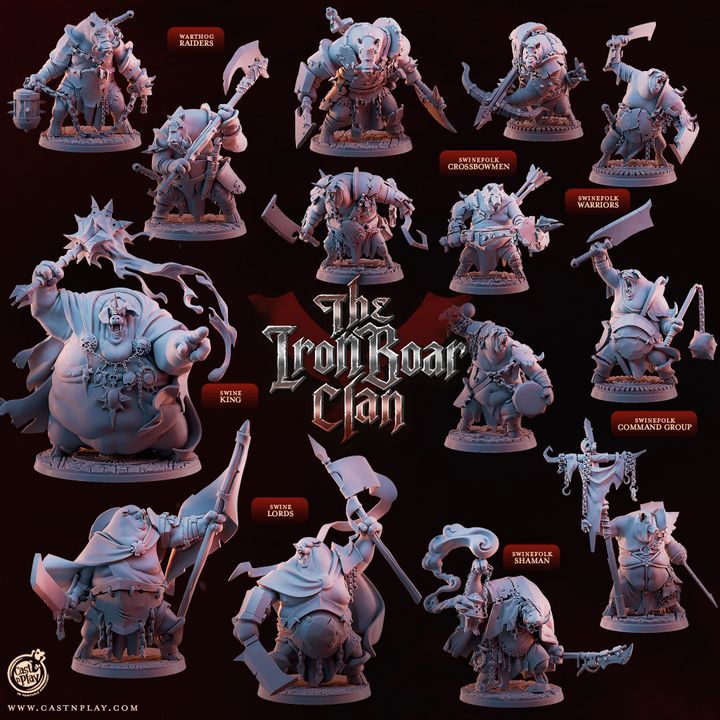 DnD Miniature I The Iron Boar Clan Iโมเดลบอร์ดเกม (งานเรซิ่นยังไม่ลงสี) ขนาดฐาน 1-2 นิ้ว