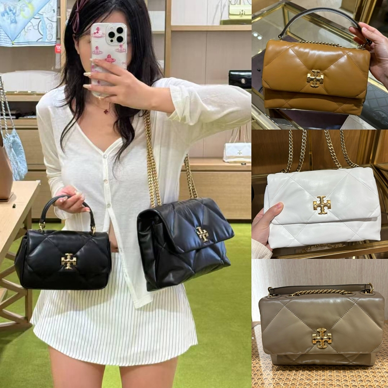 แท้ %Tory Burch Kira Quilt Convertible Shoulder Bagกระเป๋าหนังแท้สะพายไหล่ กระเป๋าสะพายข้างความจุมาก