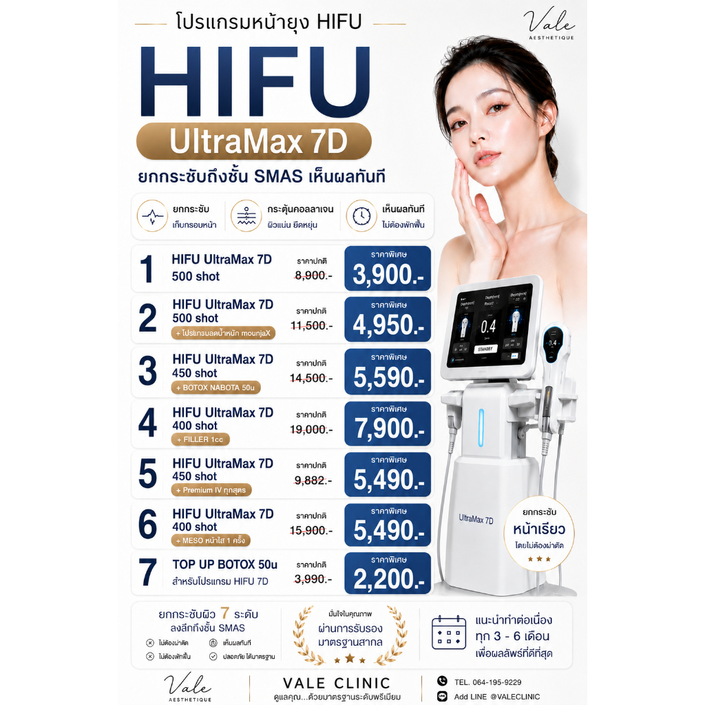 โปรแกรมหน้ายุง HIFU UltraMax 7D