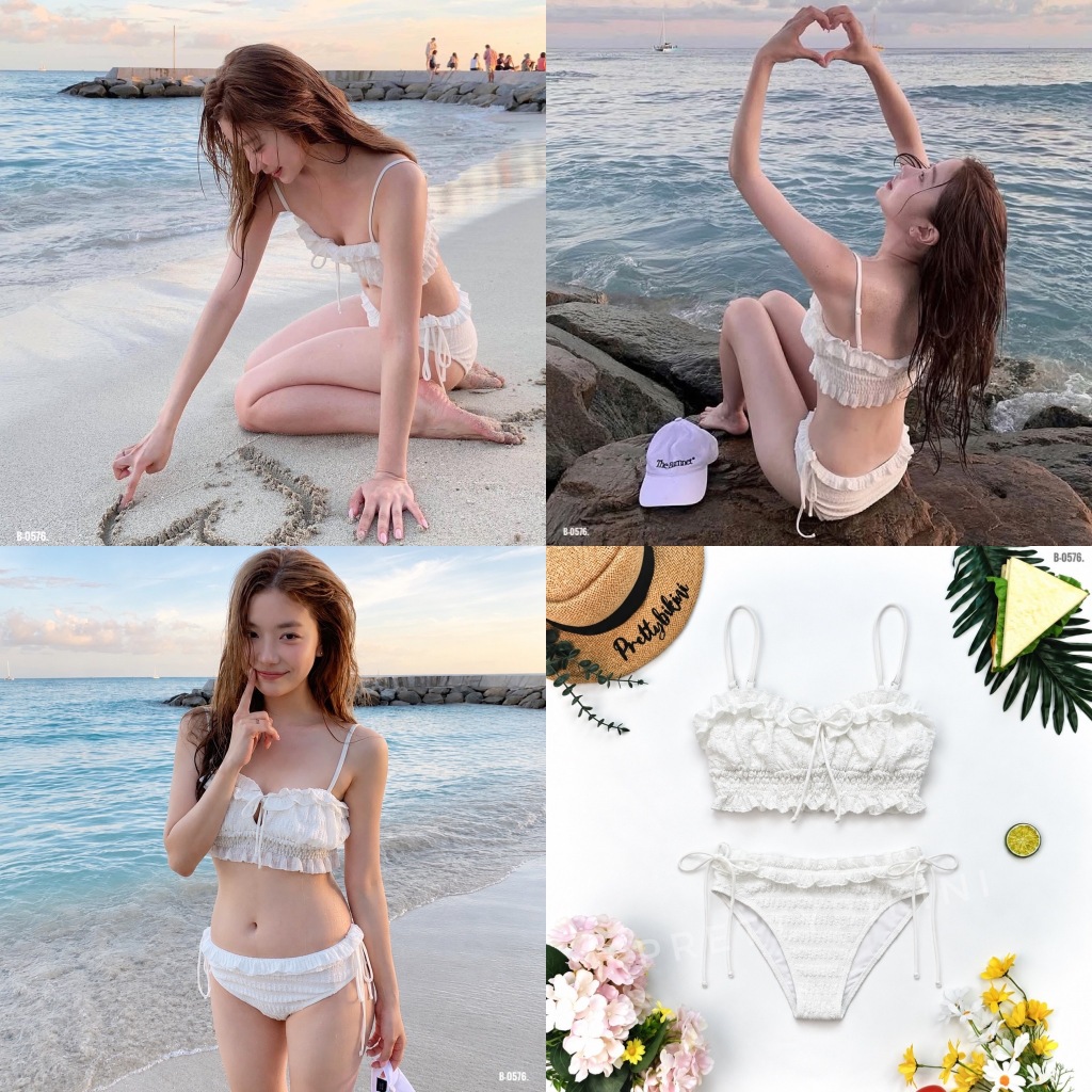 B-0576 ชุดว่ายน้ำ ทูพีช หวานนิด ขี้เล่นหน่อย ใส่แล้วลงตัว น่ารักแบบไม่ต้องพยายาม