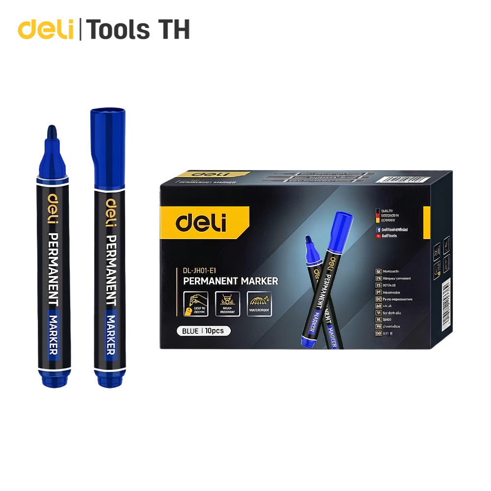 Deli ปากกา ปากกาเคมี กล่อง10แท่ง เส้น 1.8 มม อเนกประสงค์ เขียนได้หลายพื้นผิว กันน้ำ แห้งเร็ว Marker