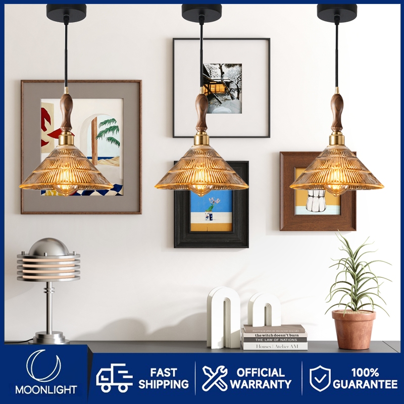โคมไฟแขวนเพดาน LED 3 สี Luxury Glass Modern โคมไฟตกแต่งบ้าน กระจกคุณภาพสูง ประหยัดไฟ สำหรับคอนโด