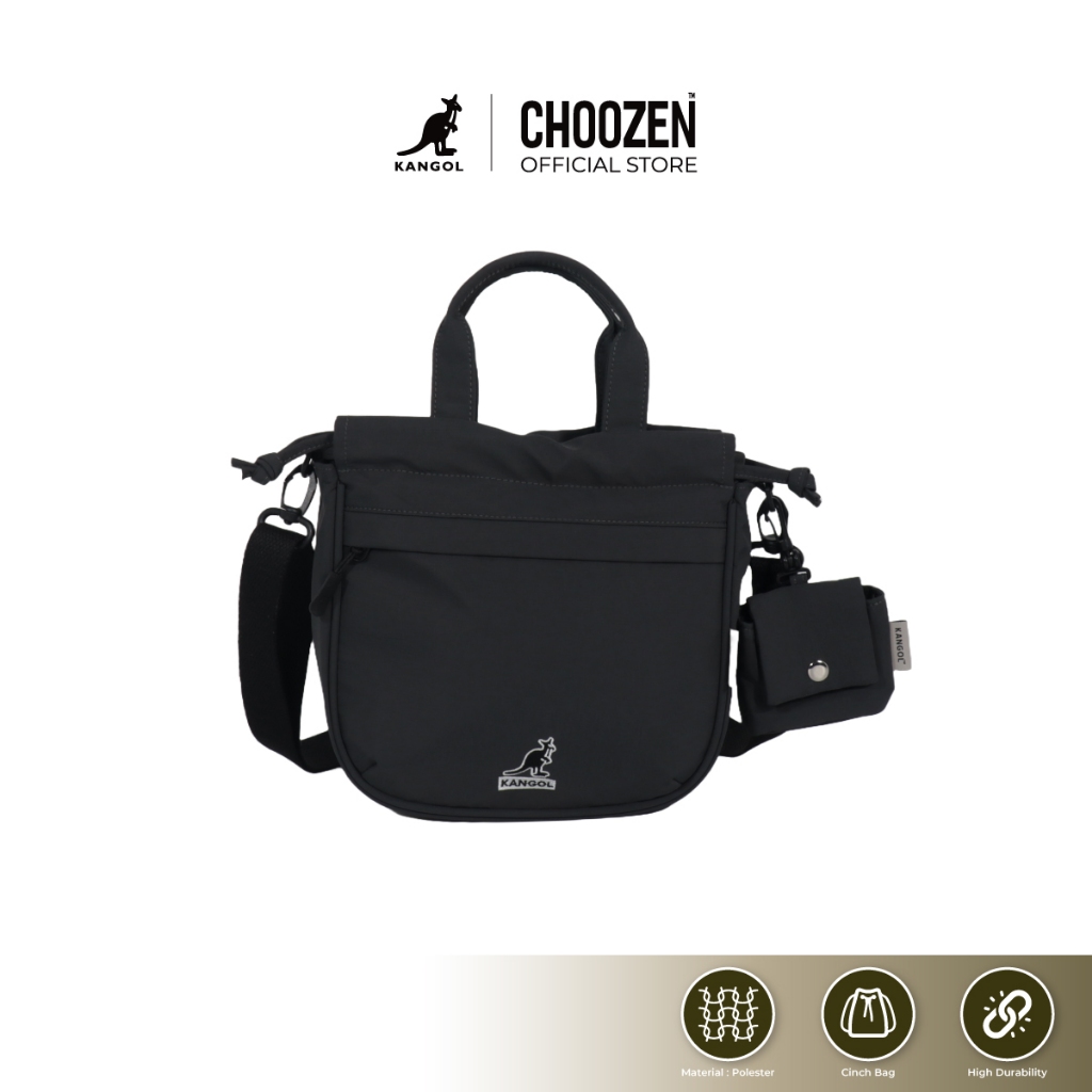 Kangol Shoulder Bag กระเป๋าสะพายข้างแบบเชือกรูด ปักโลโก้ kangol พร้อมกระเป๋าเล็ก 65258707