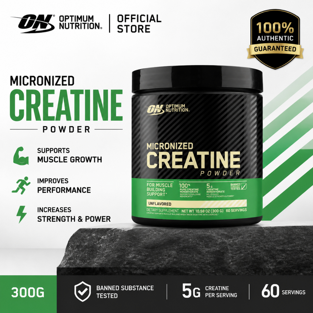 Optimum Nutrition Creatine 300กรัม ครีเอทีน โมโนไฮเดรต เพิ่มพลัง เพิ่มความแข็งแรง เสริมกล้ามเนื้อ สำหรับสายฟิตเนส.