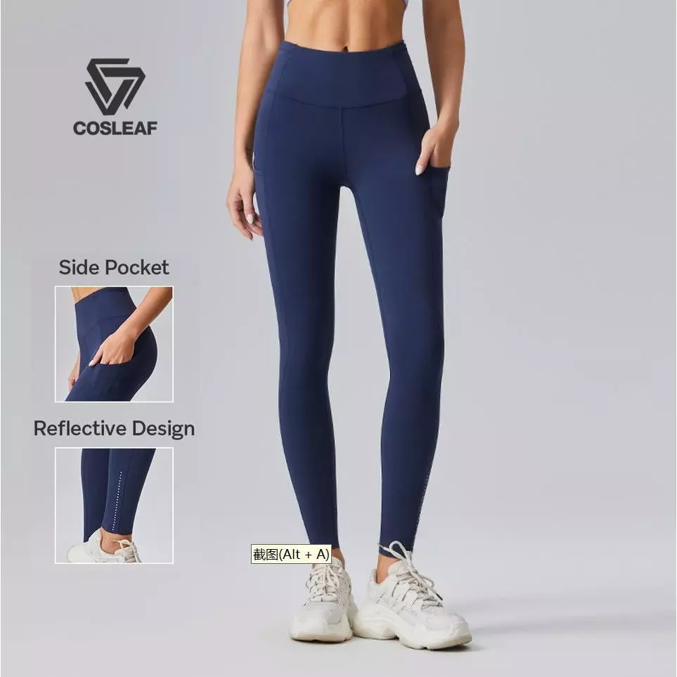Cosleaf Leggings กางเกงเลกกิ้งขอบกันม้วน ใส่เล่นฟิตเนส เอวสูงเก็บทรง มีเชือก มีกระเป๋าใส่ของด้านหลังและขากางเกงทั้ง2ข้าง