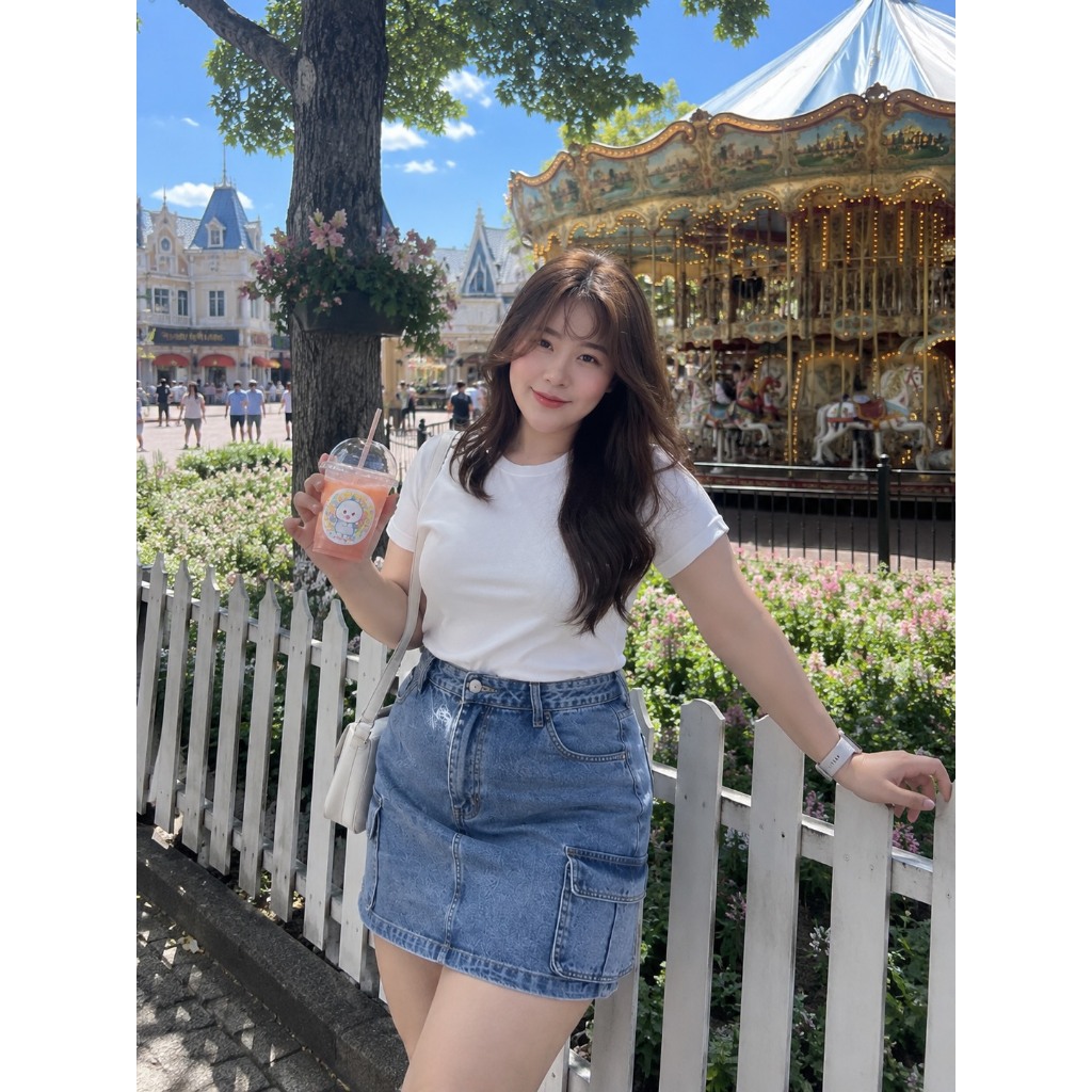 Wow Minnie jeans 💖 กางเกงกระโปรงคาร์โก้ คอลใหม่ใส่สวยสุด มาแรงมากใส่ได้ตลอดกาลไม่มีเอ้าท์