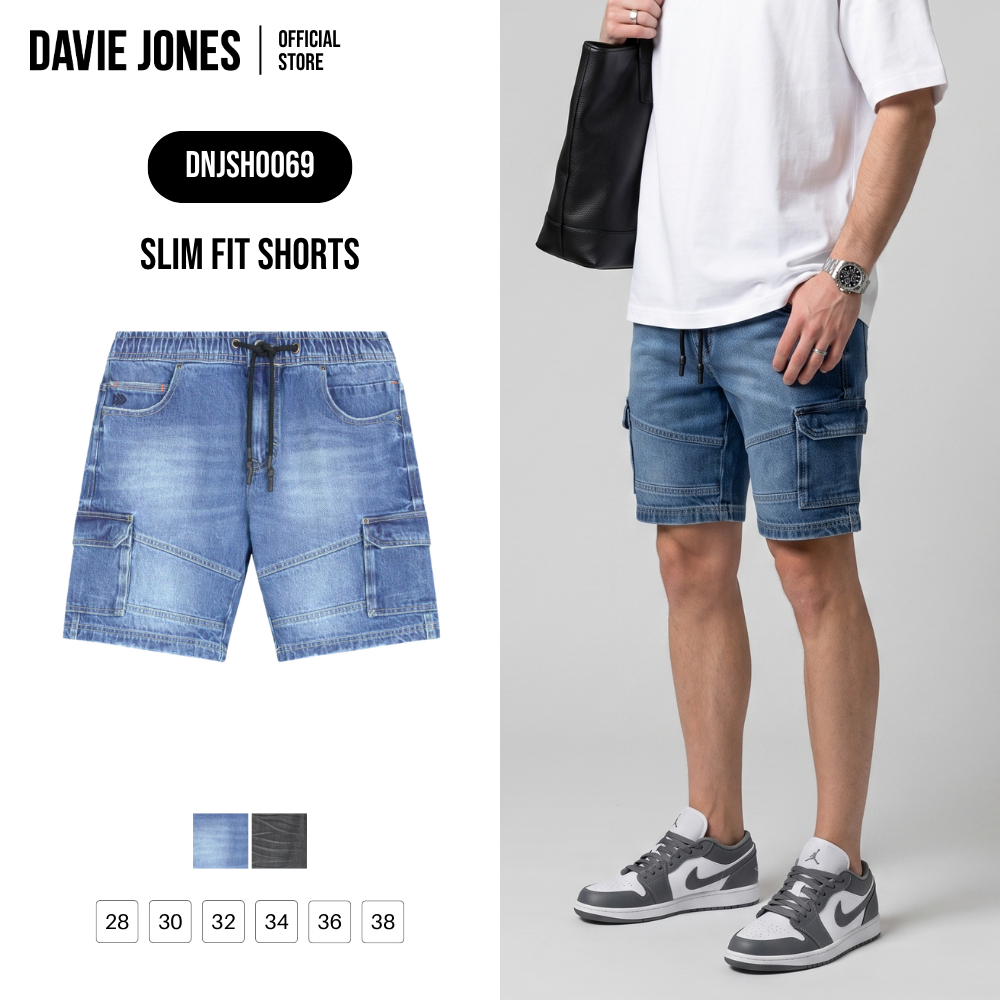 DAVIE JONES [BE FEARLESS] กางเกงขาสั้นผู้ชาย Slim Fit Shorts สีกรม เทา SH0069