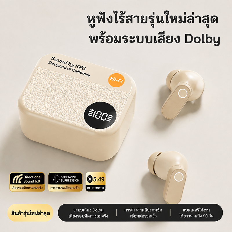 TRUE WIRELESS หูฟังกล้องรุ่นใหม่ล่าสุด อินเอียร์ ดีไซน์ย้อนยุค ลดเสียงรบกวน Bluetooth 5.4 HIFI เสียงรอบทิศทาง