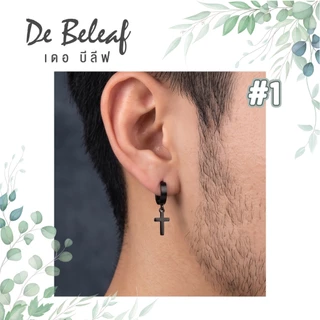 De Beleaf ต่างหูไม้กางเขนขนาดเล็ก ผู้ชายแบบเจาะ ผู้หญิงก็ใส่ได้ ต่างหูสแตนเลสแท้ แฟชั่นเกาหลี