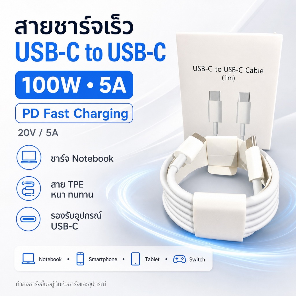 สายชาร์จ USB Type c to Type c ชาตไว สายชาร์ตสำหรับ Samsung Notebook ไอ Pad Pro, Air4 Air5 Mini6 ไอ 15 ไอ16