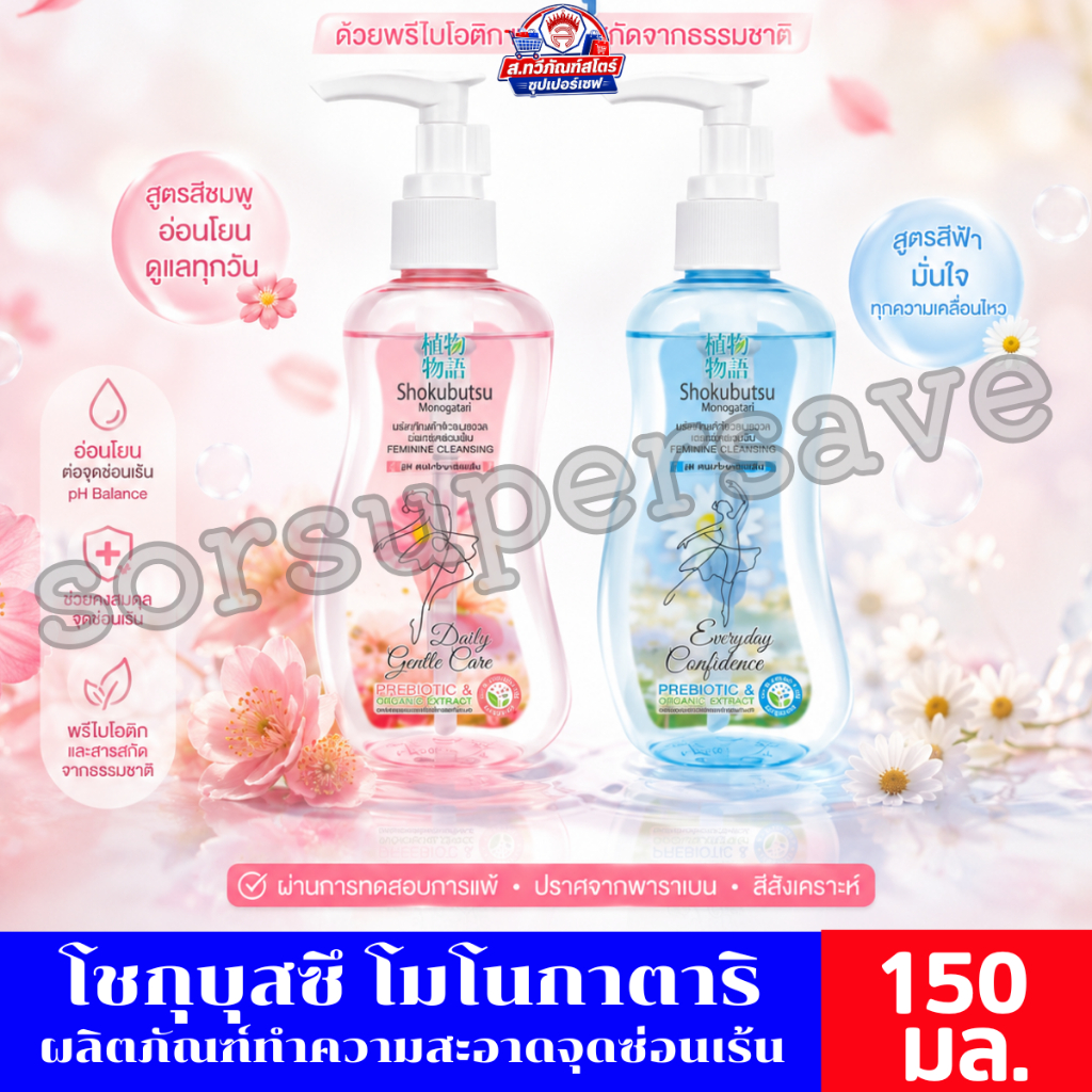 โชกุบุสซึ โมโนกาตาริ ผลิตภัณฑ์ทำความสะอาดจุดซ่อนเร้น ทั้ง 2 สูตร ขนาด 150 มล.