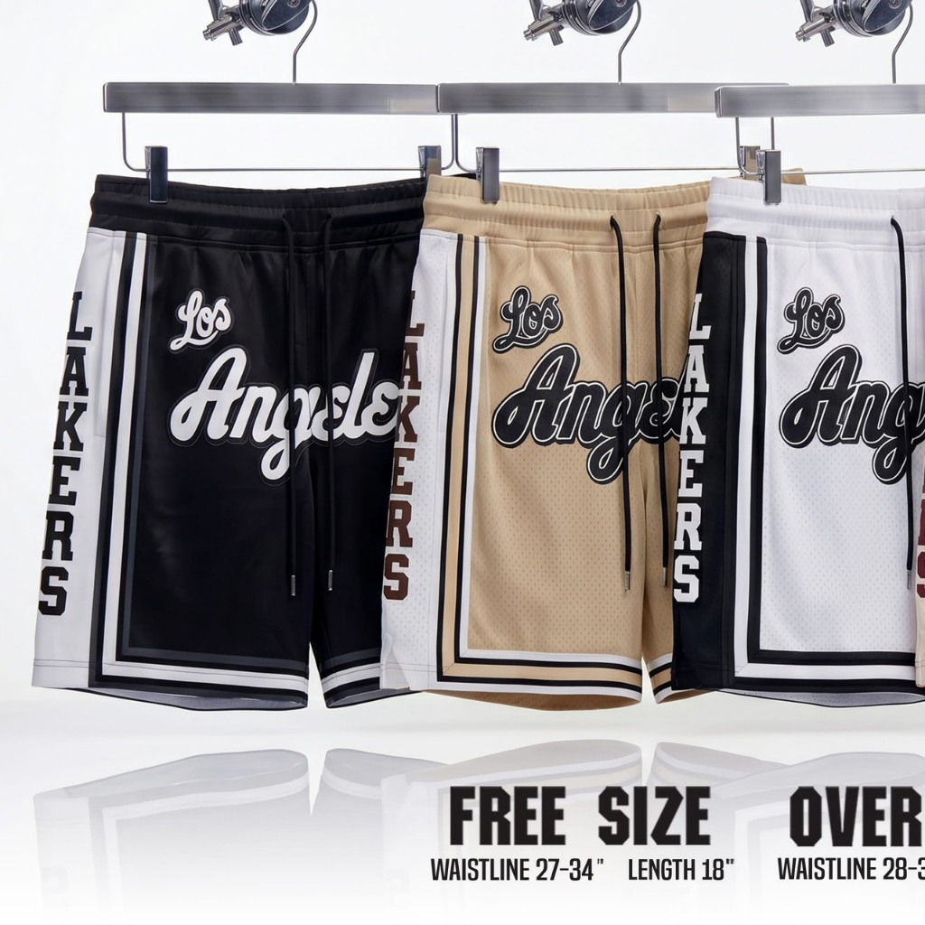 กางเกงขาสั้นบาสเกตบอล ลาย Los Angeles Lakers ไตล์สตรีทเเฟชั่น