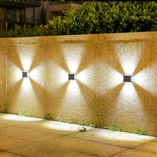 MeeDa ไฟผนังโซล่าเซลล์ ไฟโซล่าเซลล์ Solar Light 14 LED โคมไฟติดผนังภายนอก IP65 แสงอบอุ่น ติดบันไดหน้าบ้าน รั้วบ้าน