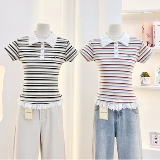 G-rose เสื้อเชิ้ตลายริ้ว แต่งชาย2ชั้นสีพื้น