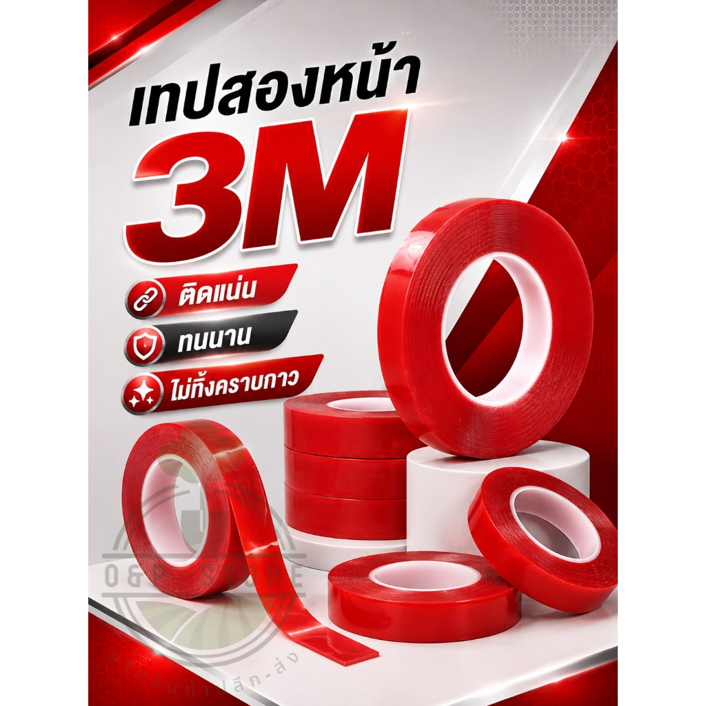 เทปสองหน้า 3M ติดแน่น ทนนาน ไม่ทิ้งคราบกาว S&P LED STORE