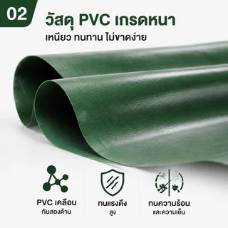 【3กระ】gift rope คุณภาพสูง ผ้าใบกันแดดกันฝน วัสดุ PVC/PE(มีตาไก่) คลุมรถ อเนกประสงค์ ขนาด 2x3 4x5เมตร