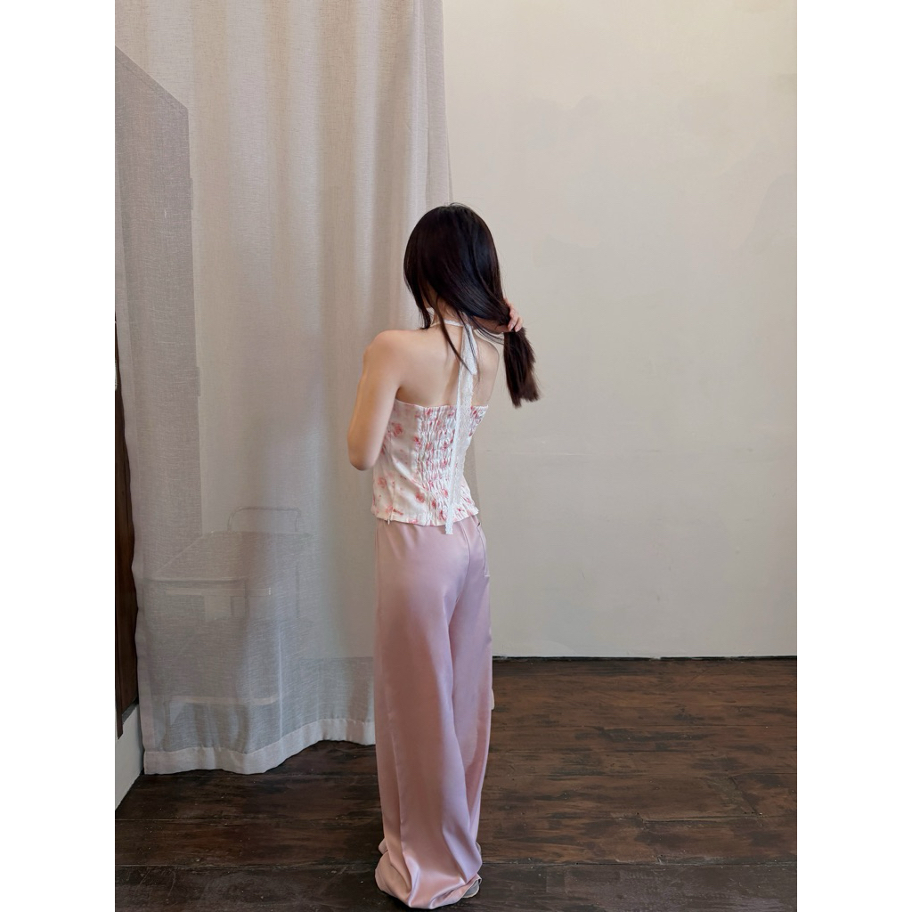 Sandtime.bkk | Fleur pants กางเกงซาติน เนื้อดี ผ้าหนา งานปักสวยพรีเมียม รูปที่ 6
