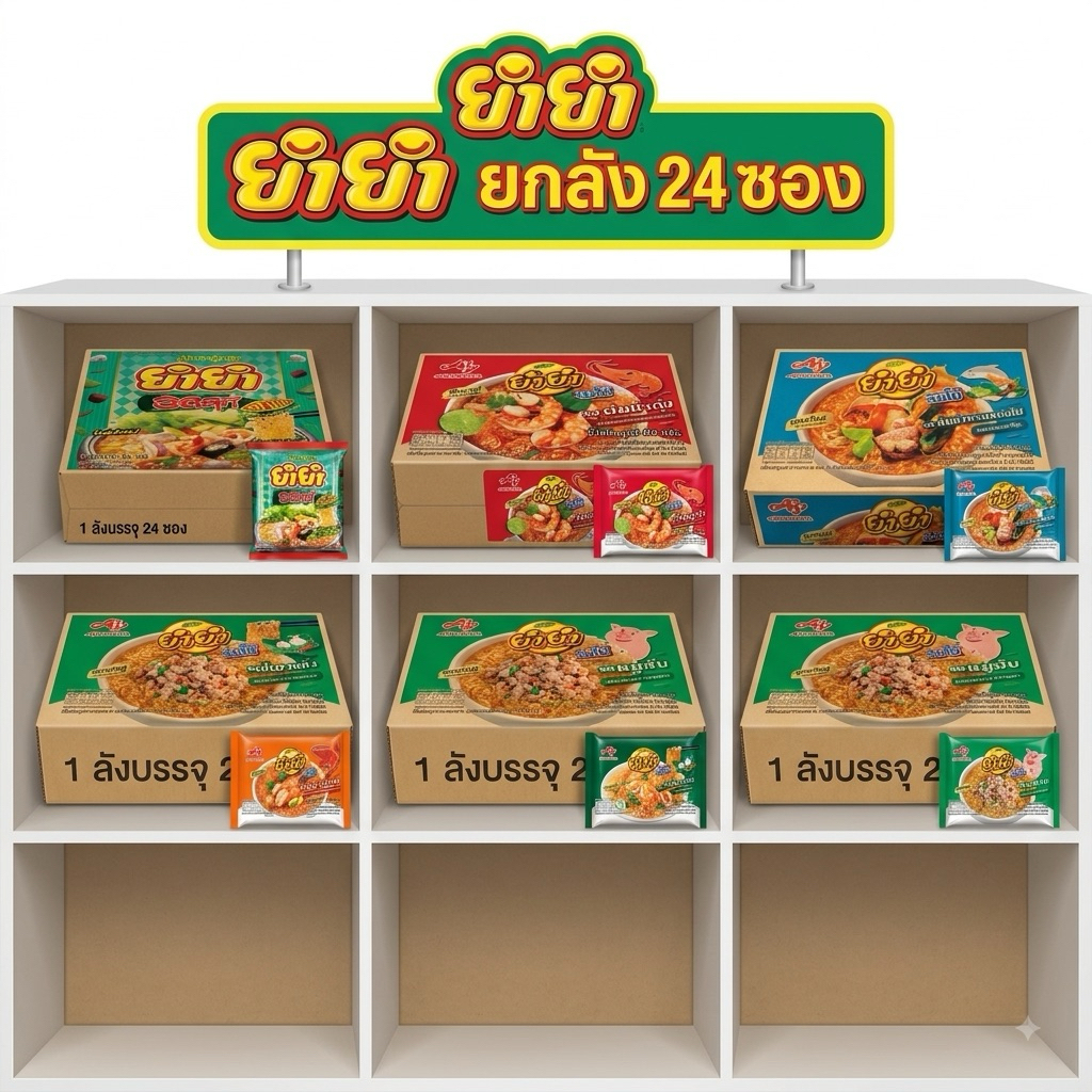 [ยกลัง] ยำยำ บะหมี่กึ่งสำเร็จรูป รสต้มยำกุ้งน้ำข้น, หมูสับ, ผัดขี้เมา (30 ซอง) อร่อยเข้มข้น จัดส่งไว