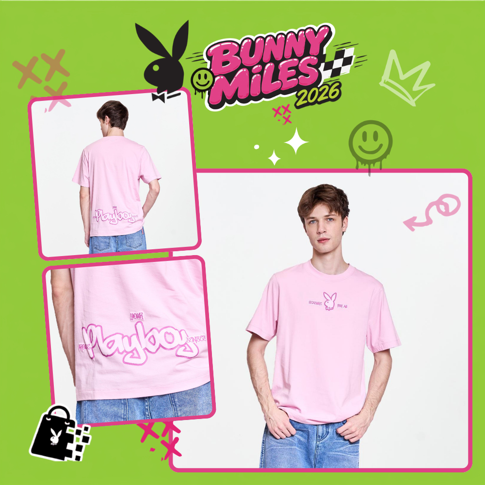 PLAYBOY 08PB เสื้อยืด   เสื้อผ้าผู้ชาย/เสื้อ/เสื้อยืดสีชมพู รุ่น P1MT265TB126PK