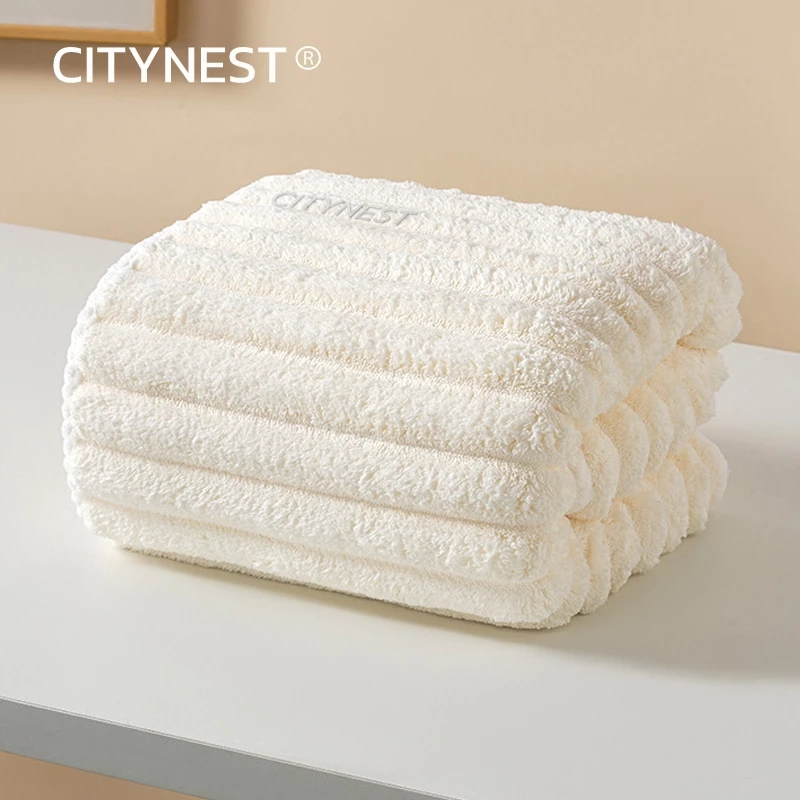 CITYNEST ผ้าเช็ดตัว พร้อมส่ง ผ้าขนหนู 90*170cm สีครีม ผ้าขนนุ่ม ดูดซับน้ําได้ดี ไมโครไฟเบอร์