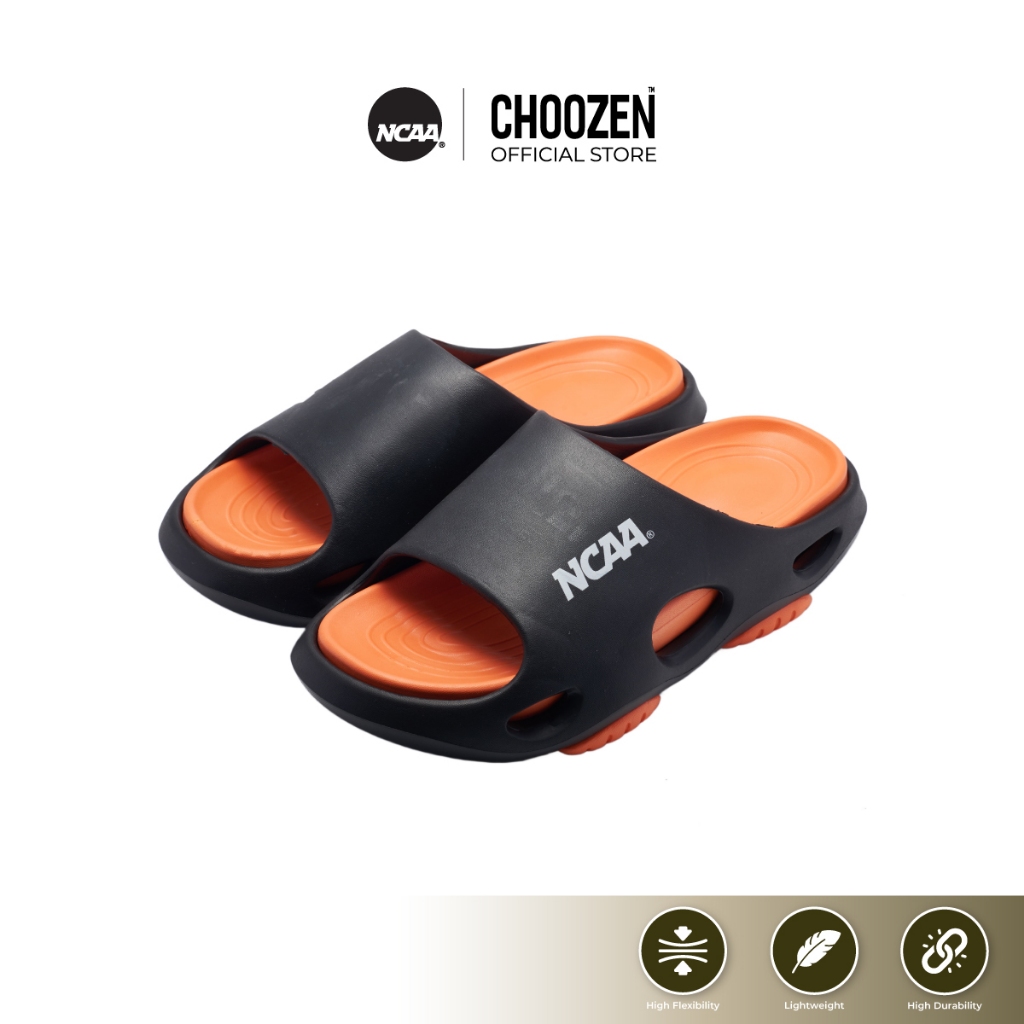 NCAA Slippers unisex รองเท้าแตะ สกรีนโลโก้ NCAA EVA 100% สีดำส้ม , เขียว , น้ำตาล 74258625