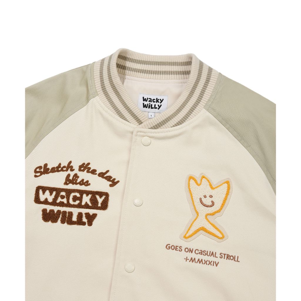WACKY WILLY เสื้อแจ็คเก็ตรุ่น FACET PATCHWORK GRAPHIC VASITY CREAM Unisex (80021SFPJKU_S6CMXX) — صورة 8